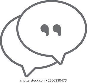 Double Quotes Feedback icon with black outline style. speech, double, quote, mark, text, word, message. Vector illustration