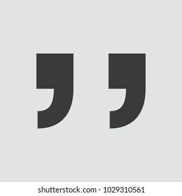 Double quotes icon isolated of flat style. Vector illustration.