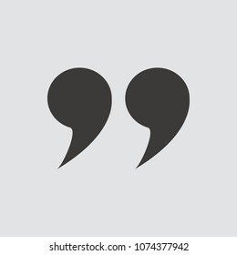 Double quotes icon isolated of flat style. Vector illustration.