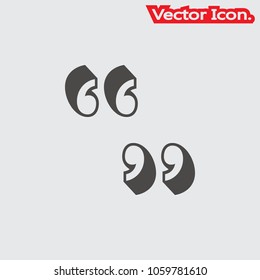Double quotes icon isolated sign symbol and flat style for app, web and digital design. Vector illustration.