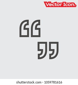 Double quotes icon isolated sign symbol and flat style for app, web and digital design. Vector illustration.