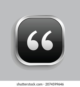 Double Quotes L Icon Design. Glossy Button Style Rounded Rectangle Isolated On Gray Background. Vector Illustration