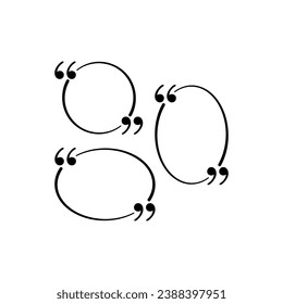 double quotes symbol and round. double quote symbol and ellipse. double quotes concept for lecture, education, book