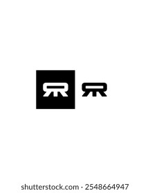 A double R font  logo modern in black and white background 