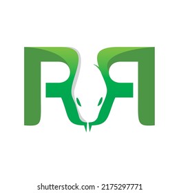 Double R letter negative space snake logo