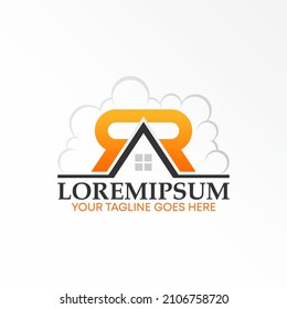 Doble R o letra reserva vectorial libre RR. Concepto de diseño abstracto de techo. Se puede utilizar como símbolo relacionado con la propiedad inicial o la propiedad.