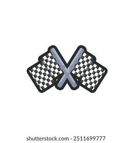double race flat in outline flat vector design.