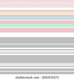 Doppeltes Rainbow-Pastel gestreift, nahtloses Muster für Modetextilien und Grafiken