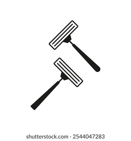 Double razor icon. Personal grooming tool. Black shaving vector. Hygiene and care symbol.