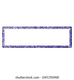 Double rectangle frame grunge textured template. Vector draft element with grainy design and dirty texture in blue color. Designed for overlay watermarks and rubber seal imitations.