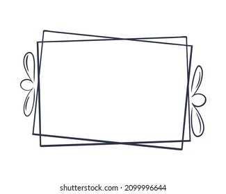 Double rectangular frame with botanical decoration vector illustration. Isolated rim with leaves for postcard or invitation