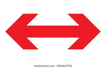Icono de flecha roja doble. Icono de Vector de flecha larga. flecha doble Horizontal blanca eps10