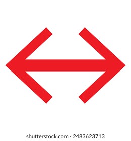 Icono de flecha roja doble. Icono de Vector de flecha larga. flecha doble Horizontal blanca eps10