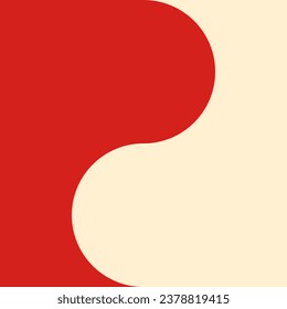 Double red and beige yellow background. Intertwining and curved shapes. 