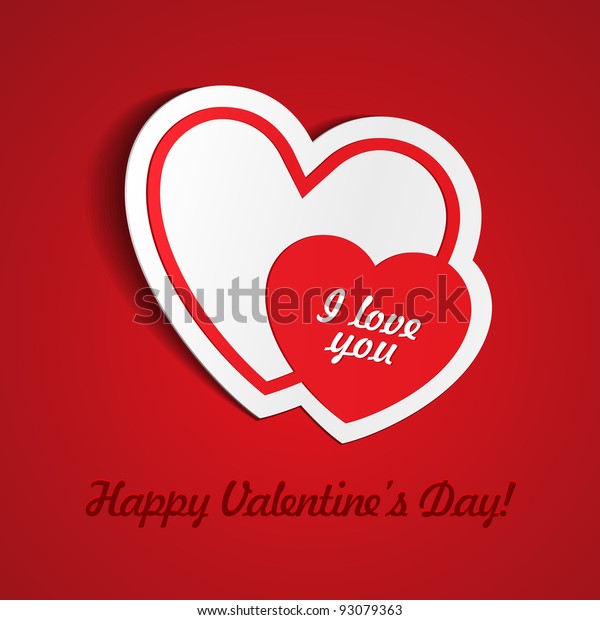 Double Red Heart Paper Sticker Shadow Stock Vector (royalty Free) 93079363