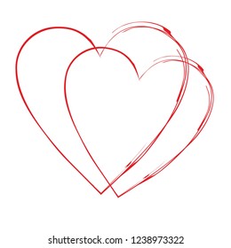 Double red heart shape vector design element empty blank template isolated on white sign symbol icon frame border