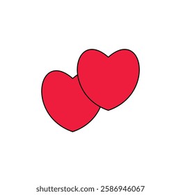 Double red hearts icon isolated on white background. Love symbol modern, simple, vector, icon for website design, mobile app, ui. Vector Illustration