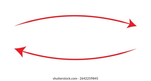 double Red Long arrow to the left. Red arrow isolated on white background. Long double red arrow vector design for website, app and logo design. Dual sided arrow vector, icon, silhouette design.