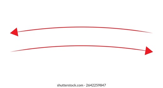 double Red Long arrow to the left. Red arrow isolated on white background. Long double red arrow vector design for website, app and logo design. Dual sided arrow vector, icon, silhouette design.