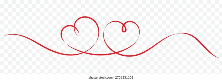 Double of red vector hearts retro styled and stroked by hands with brush for logo, romantic love design, wedding or Valentine's day card. Best Heart Collection Design. Vector illustration.