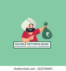 Double returns bank Indian vector mascot logo template. 