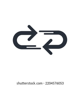 Double reverse arrow. Exchange. Transfer. Vector linear icon isolated on white background.