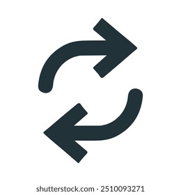 Ícone de seta dupla invertida. Estilo sólido simples. Troca, troca, substituição, retorno, conceito de repetição, ilustração de vetor isolada no plano de fundo branco, Plano de fundo PNG