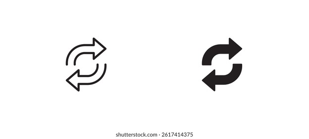 double reverse arrow, replace, exchange, Cashback Refund money, convert, trade, return rotation arrow icon refresh. cyclic arrows refund icon. update outline symbol line, illustration, editable stroke