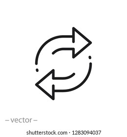 double reverse arrow, replace icon, exchange linear sign on white background - editable vector illustration eps10
