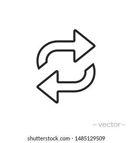 double reverse arrow, replace icon, exchange linear sign on white background - editable vector illustration eps10