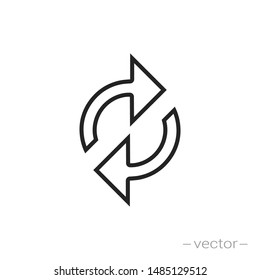 double reverse arrow, replace icon, exchange linear sign on white background - editable vector illustration eps10