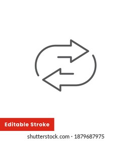 Double reverse arrow, replace icon, exchange linear sign on white background - editable stroke vector illustration eps10