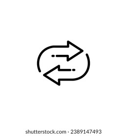 Double reverse arrow, replace icon, exchange linear sign on white background - editable 