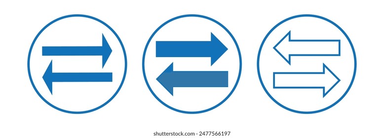 double reverse arrow, replace icon, exchange linear sign on white background - editable vector illustration. Transfer icon.