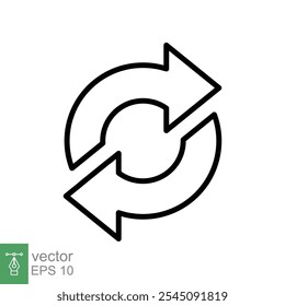 Double reverse arrow, replace icon. Simple outline style. Transfer, switch, swap, flip, change, exchange linear sign on white background. Thin line vector illustration. EPS 10.