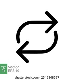 Double reverse arrow, replace icon. Simple outline style. Transfer, switch, swap, flip, change, exchange linear sign on white background. Thin line vector illustration. EPS 10.