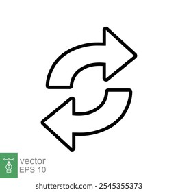 Double reverse arrow, replace icon. Simple outline style. Transfer, switch, swap, flip, change, exchange linear sign on white background. Thin line vector illustration. EPS 10.