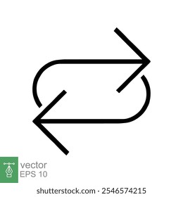 Double reverse arrow, replace icon. Simple outline style. Transfer, switch, swap, flip, change, exchange linear sign on white background. Thin line vector illustration. EPS 10.