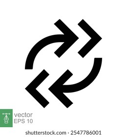 Seta invertida dupla, ícone de substituição. Estilo de contorno simples. Transferir, alternar, trocar, inverter, mudar, sinal linear de troca no fundo branco. Ilustração de vetor de linha fina. EPS 10.