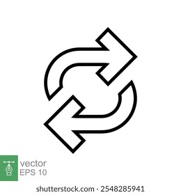 Double reverse arrow, replace icon. Simple outline style. Transfer, switch, swap, flip, change, exchange linear sign on white background. Thin line vector illustration. EPS 10.