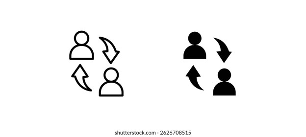 double reverse arrow, replace icon, exchange, Cashback Refund swap return icons button, vector, sign, symbol, logo, illustration, editable stroke, flat design style isolated
