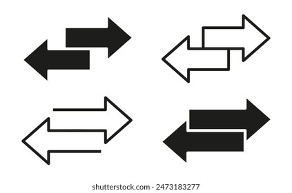 Double reverse arrow set icons, convert sign, replace icon, return icons