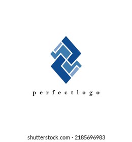 Double rhombus logo with pattern inside. Suitable for finance, company, corporation, business, and product.