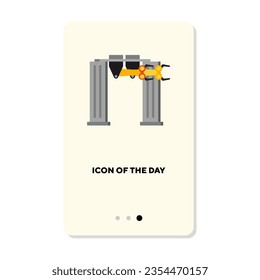 Double robotic arms in action vector icon. Electronic control machine working at factory vector illustration. Machinery, production, industrial technology concept for web design and apps