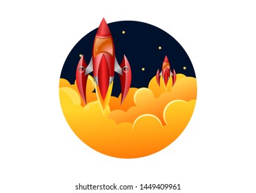 Double rocket launch illustration air