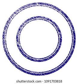 Double round frame grunge textured template. Vector draft element with grainy design and dirty texture in blue color. Designed for overlay watermarks and rubber seal imitations.