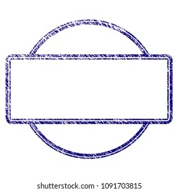 Double round and rectangle frame grunge textured template. Vector draft element with grainy design and dirty texture in blue color. Designed for overlay watermarks and rubber seal imitations.