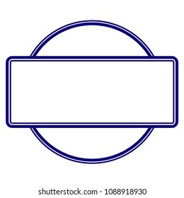 Double round and rectangle frame template. Vector draft element for stamp seals in blue color.