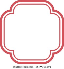 Double rounded frame with red lines on white background