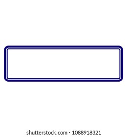 Double rounded rectangle frame template. Vector draft element for stamp seals in blue color.